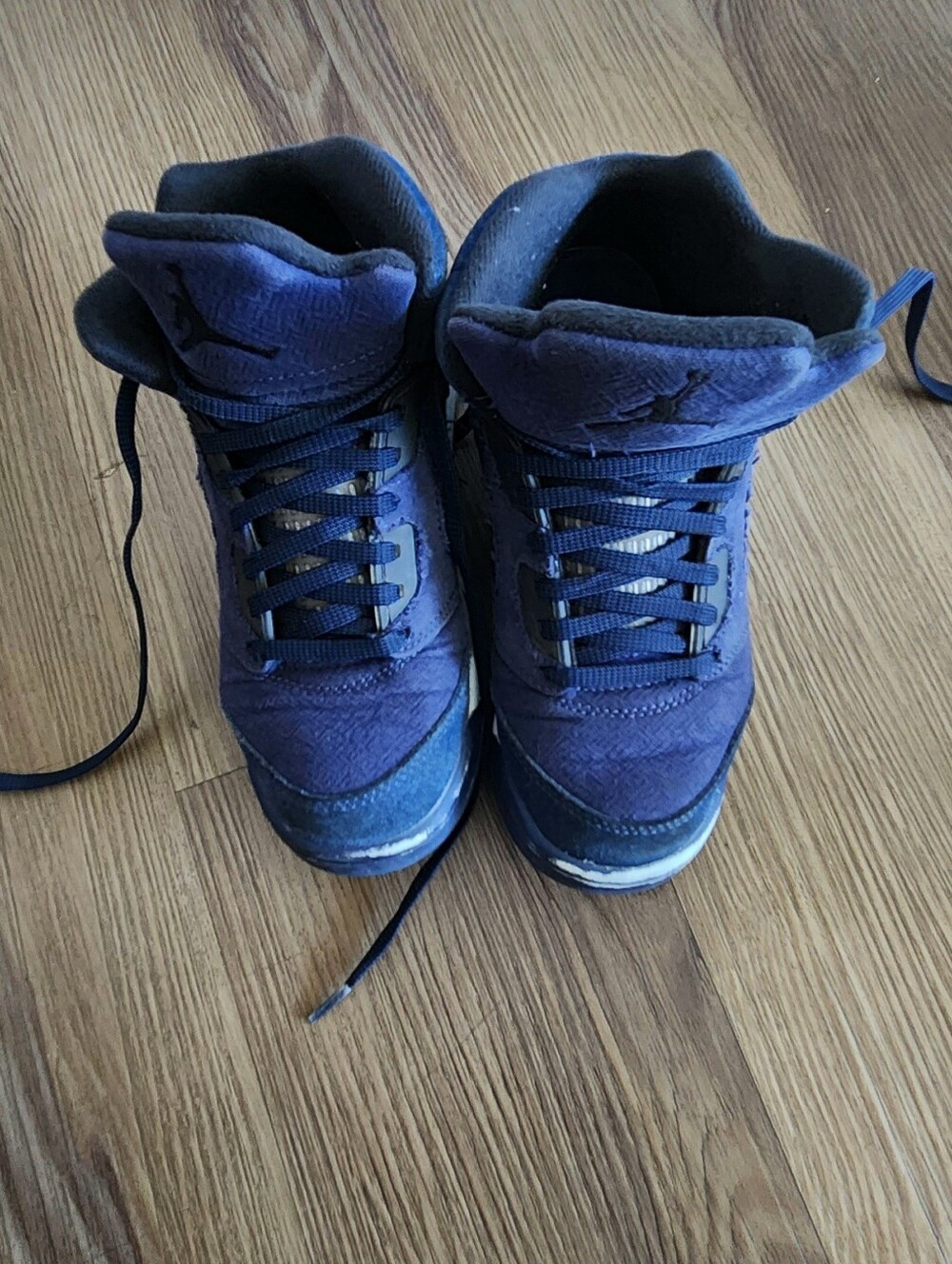 Jordan Navy Blue High-Top Sneakers with Black Accents Size 2Y